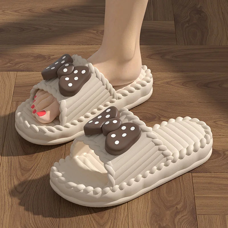 Cute Women's Summer Slippers with Bow Tie | Comfortable Beach Slides