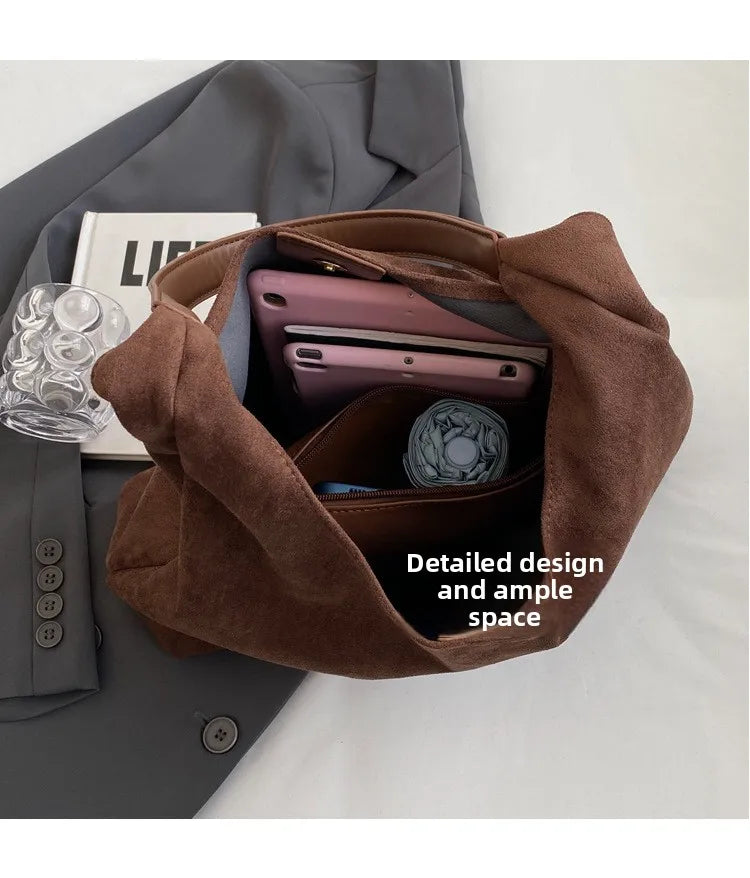 Stylish Winter Suede Shoulder Bag | Large Capacity Crossbody Bag