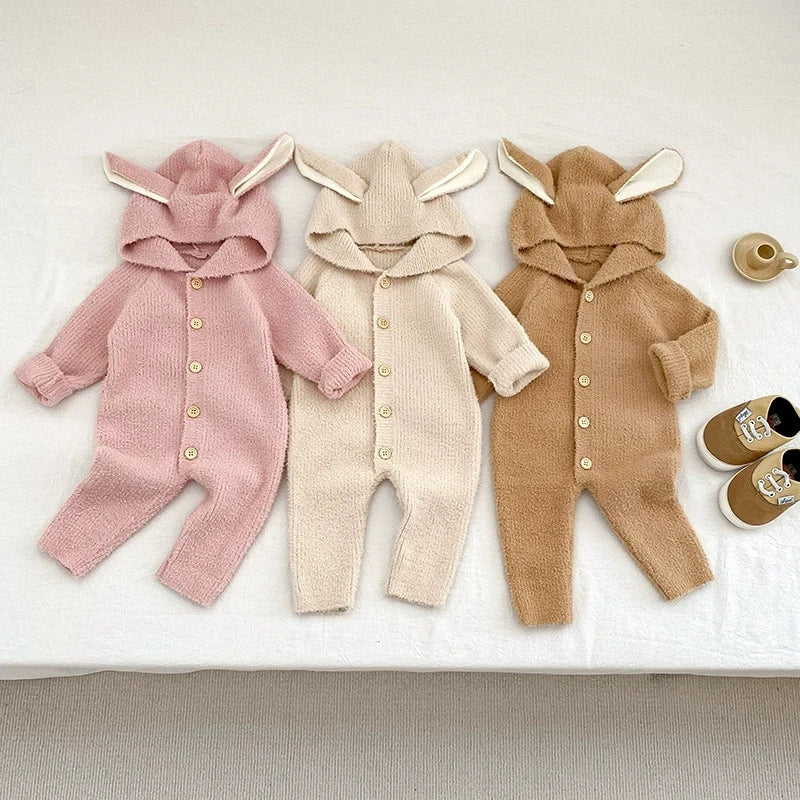 Cozy Cartoon Baby Rompers with Rabbit Ears | Adorable Infant Pajamas