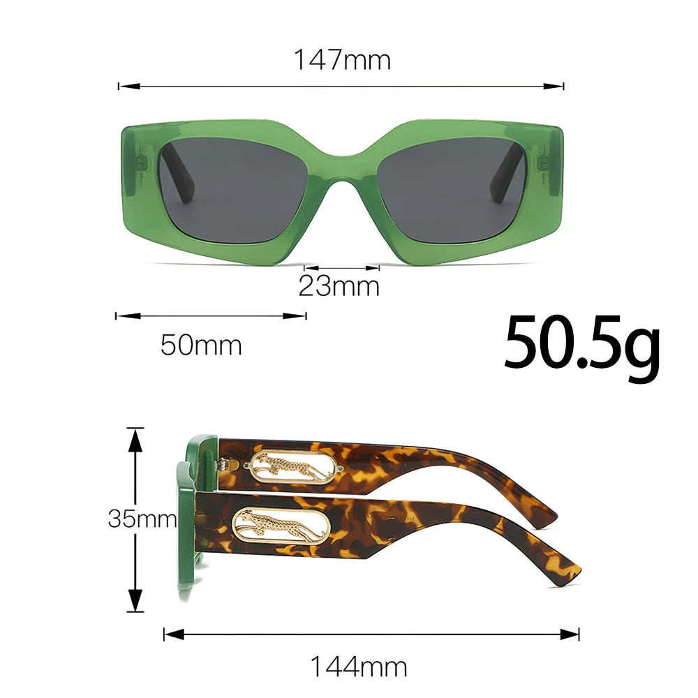 Stylish Women's Black Geometric Sunglasses with Gold Accents
