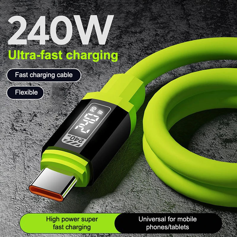 240W USB C Cable With Power Display | Fast Charging Cord