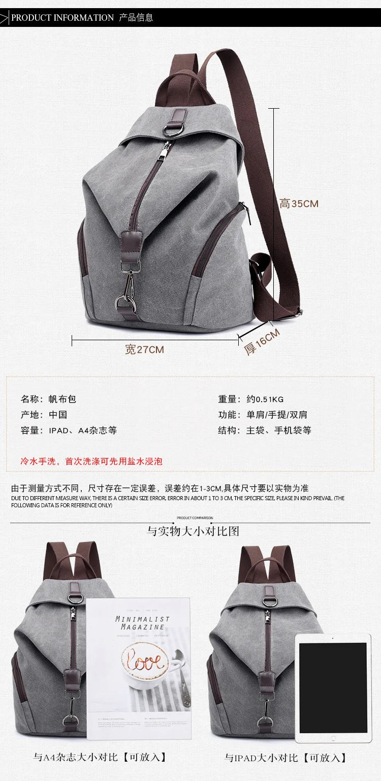 Stylish Vintage Canvas Women Backpack | Fashionable Casual Bag