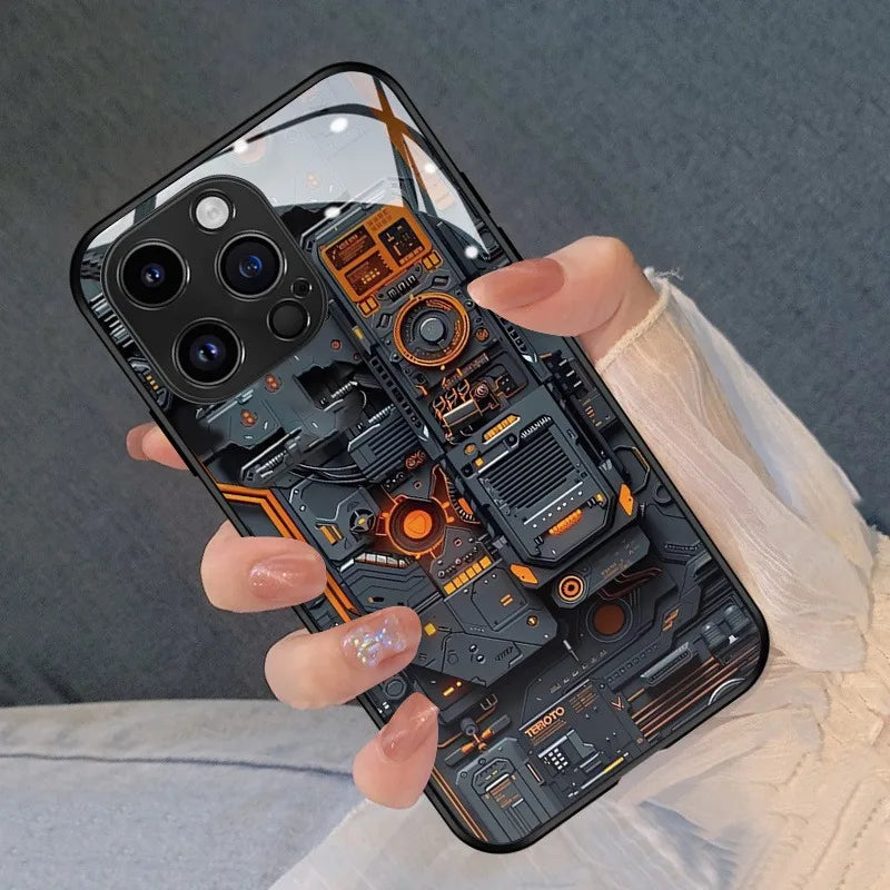 Creative Circuit Board Pattern Glass Phone Case | Stylish Protection