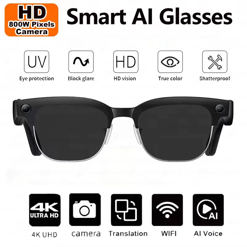 AI Smart Glasses with 8MP Camera & Bluetooth Features | Innovative Eye Wear