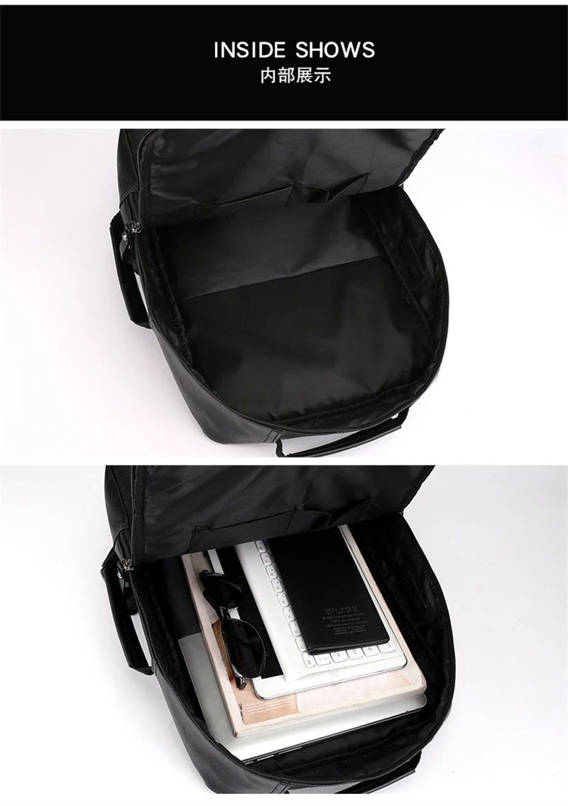 Waterproof PU Leather Business Backpack | Large Capacity USB Rucksack