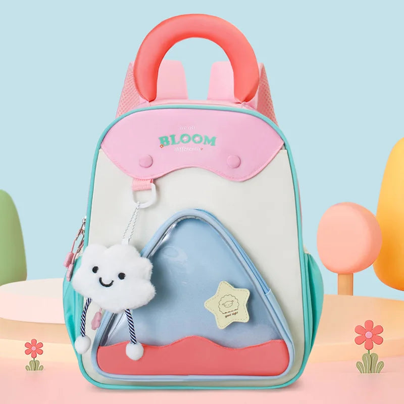 Lightweight Contrast Color Kindergarten Backpack | Cute Stylish Kids Bag