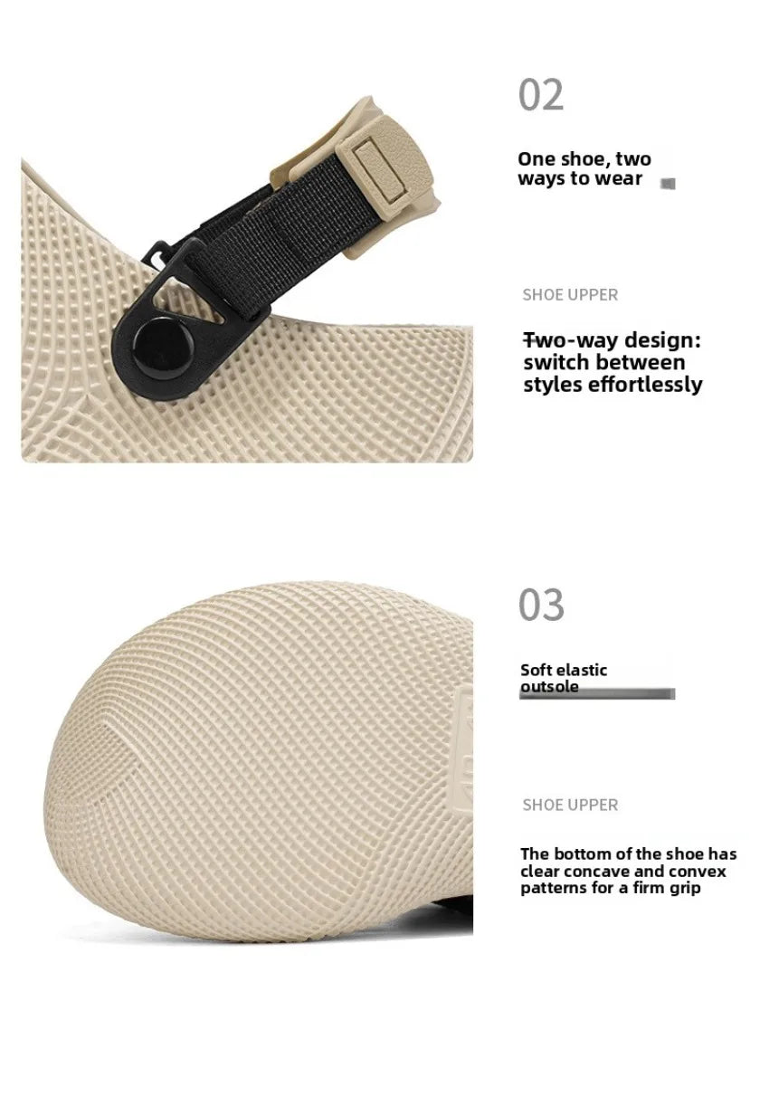 Summer new 3D grid pattern hollow breathable toe hole shoes for couples with thick soles and a poop like beach feel