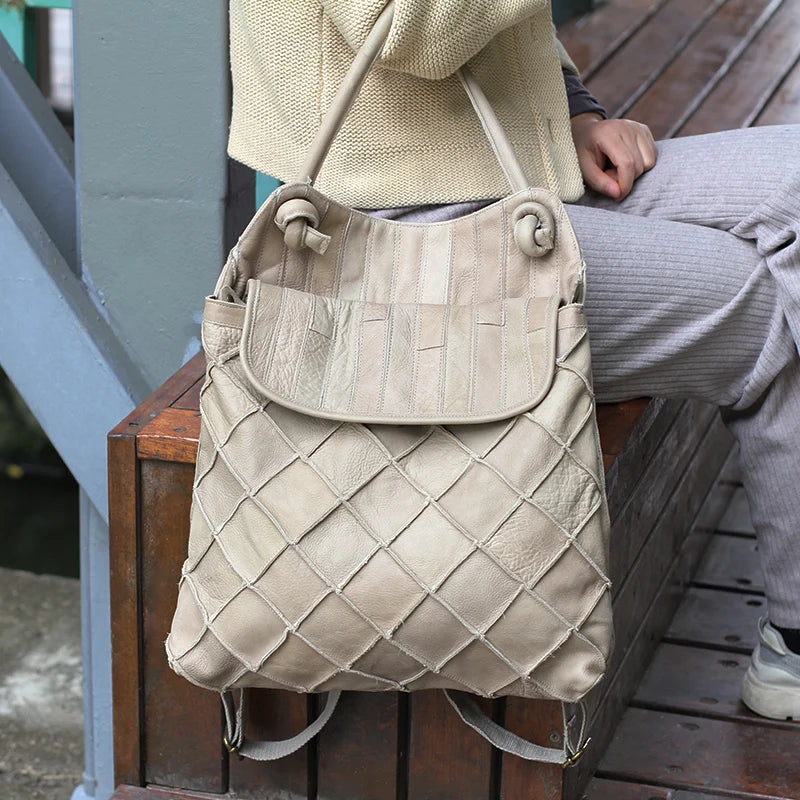 Multifunctional Leather Backpack for Women | Large Capacity Travel Bag