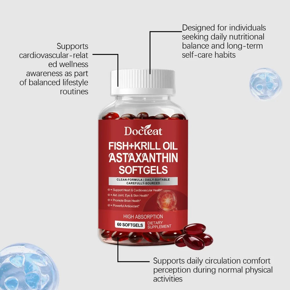 Fish & Krill Oil Softgels with Omega-3 | Antioxidant Support