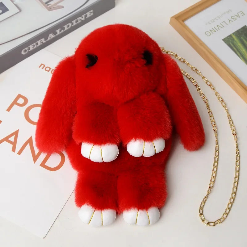 Bonito bolso bandolera de conejo de peluche | Encantador diseño cruzado