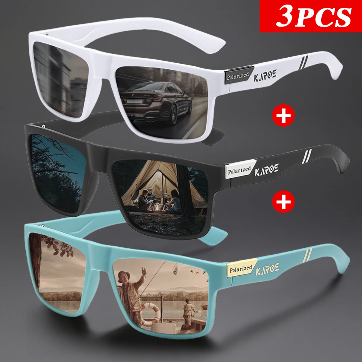 3-Piece Polarized Sport Glasses Set | UV400 Protection Eyewear