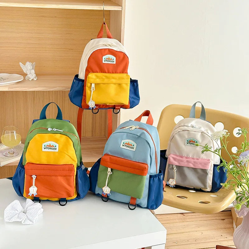 Lightweight Color Block Kids Backpack for School & Travel