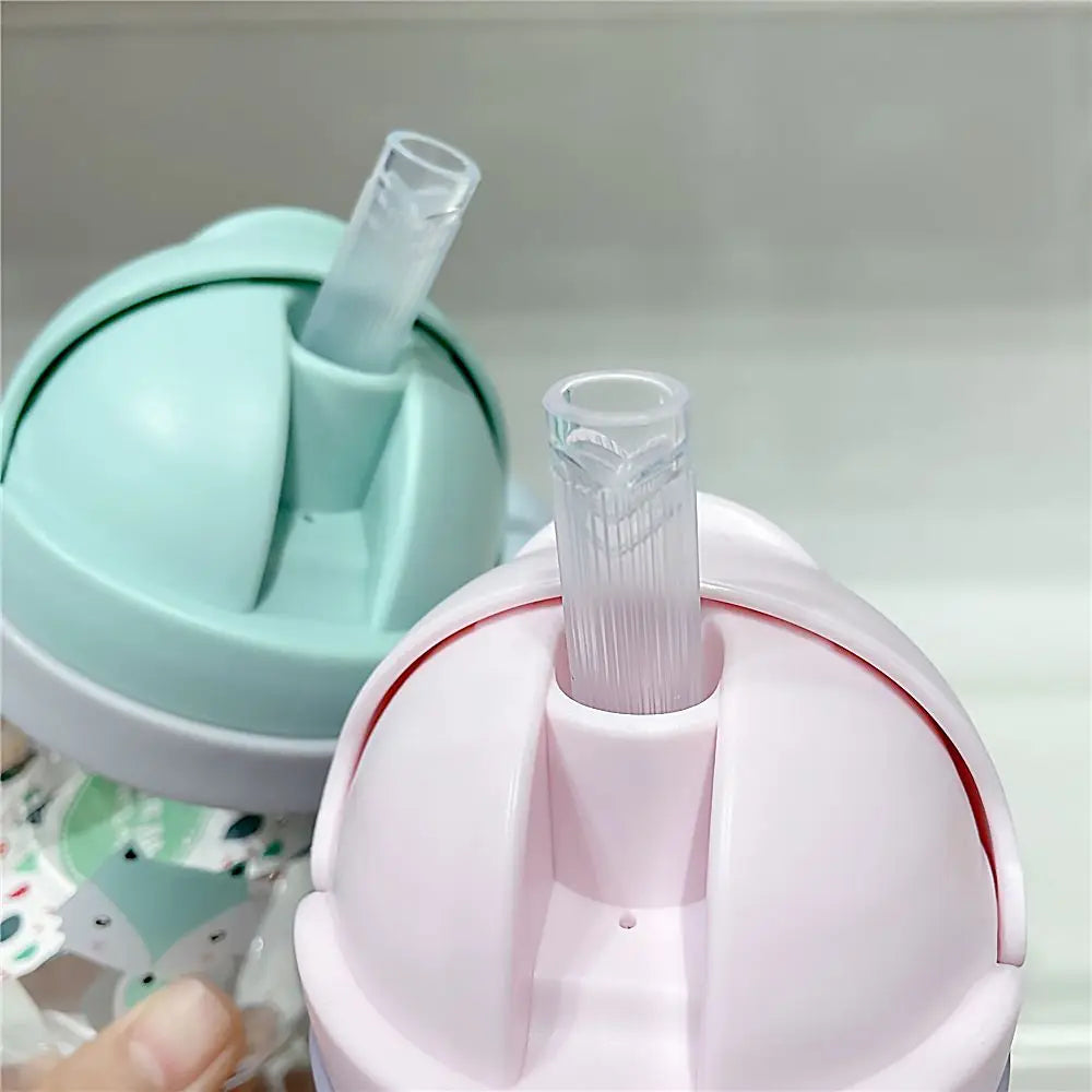 250ML Cartoon Pattern Child Drinking Bottle with Straw