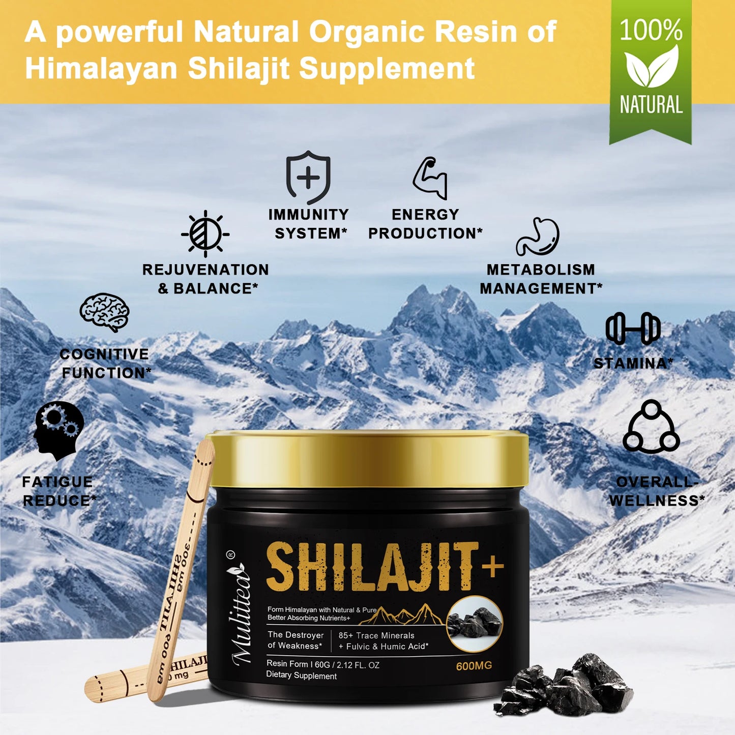 Natural Shilajit with 85+ Trace Minerals | Boost Immunity & Focus