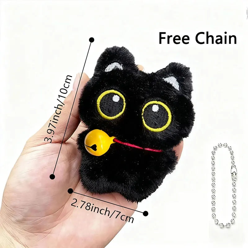 Cute Black Cat Plush Toy | Adorable Keychain & Backpack Decoration