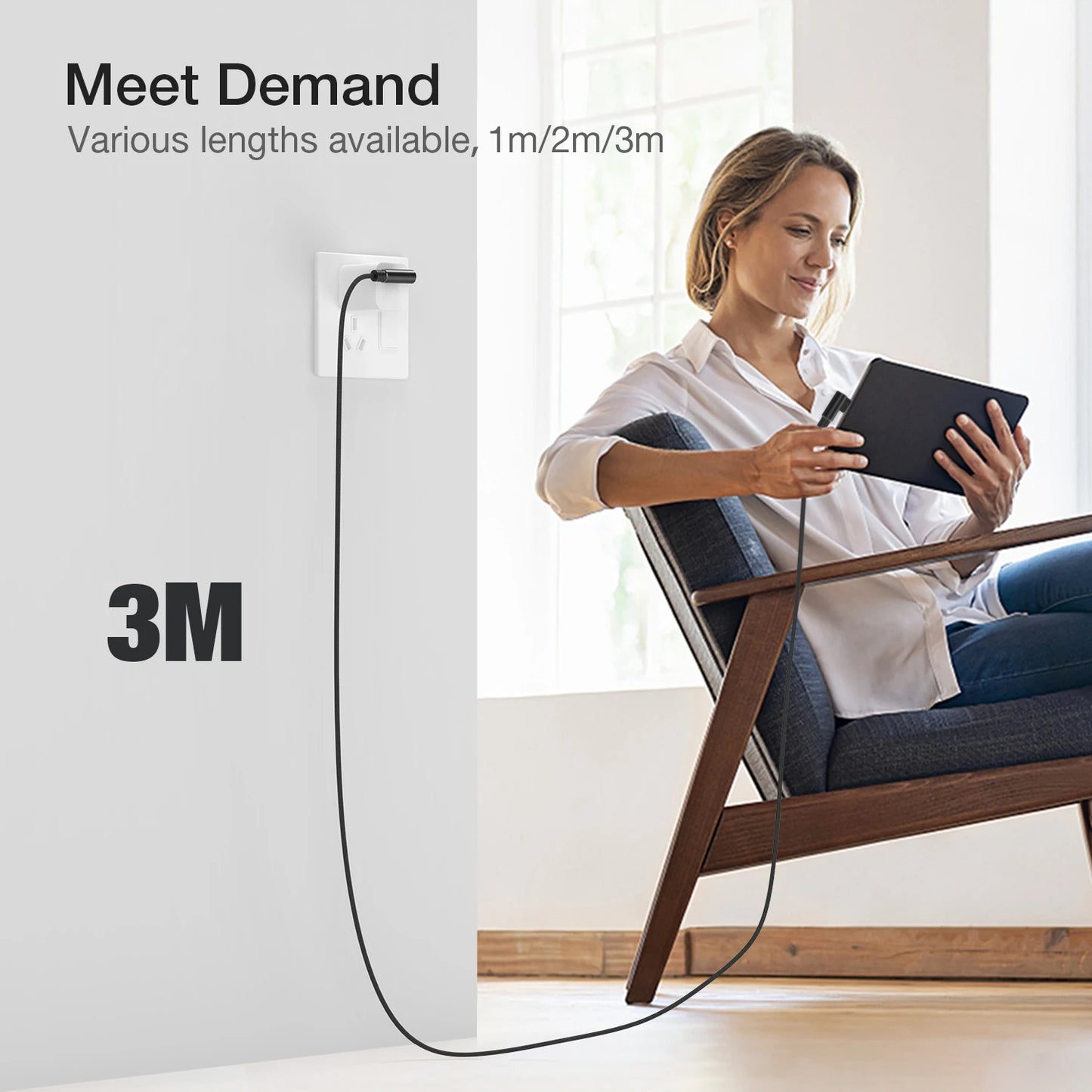 Fast Charge 90 Degree USB Cable for iPhone & iPad | 2m & 3m Options