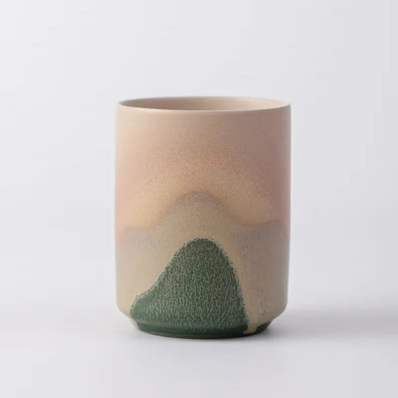 Tazas de café japonesas de gres con gradiente grande | Vajilla elegante