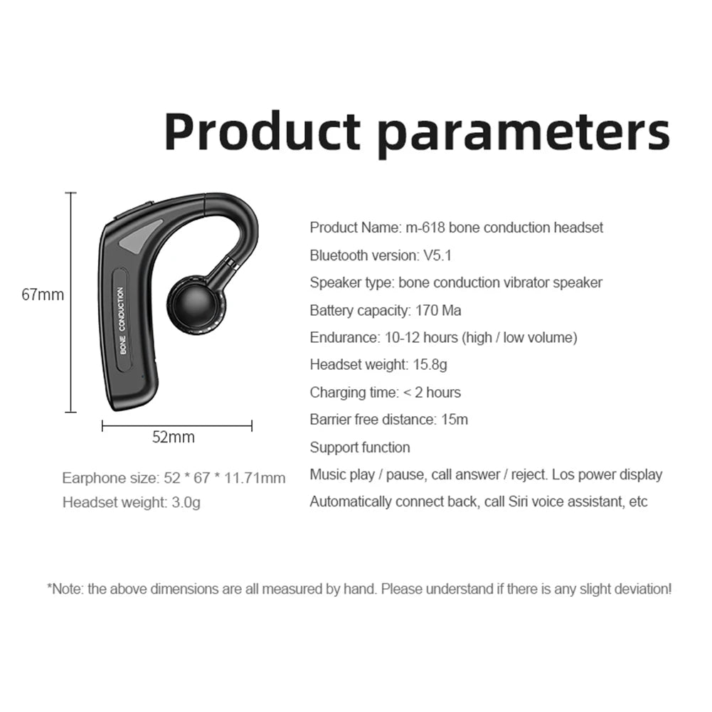 Portable Wireless Bone Conduction Headphones for Sports & Fitness