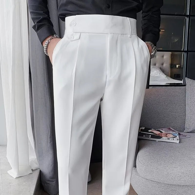 Stylish High Waist Slim Fit Suit Pants for Men | Comfortable Fashion