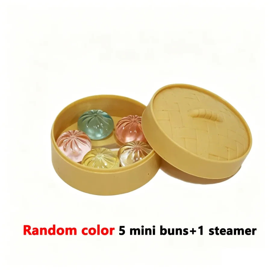 5Pcs Mini Dumplings Steamer Toys | Squishy Stress Relief Set