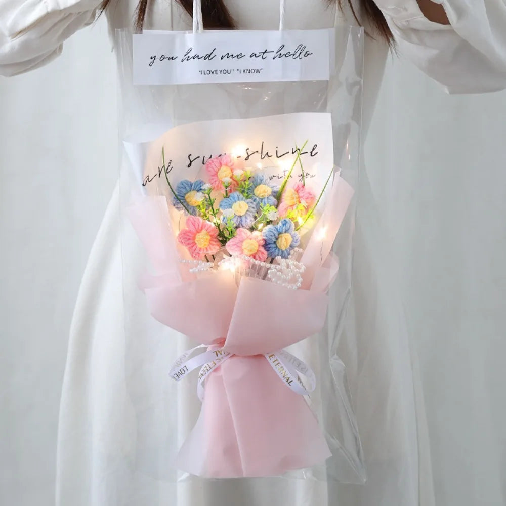 Ramo de flores de crochet tejido a mano | Regalos perfectos para graduación y decoración del hogar