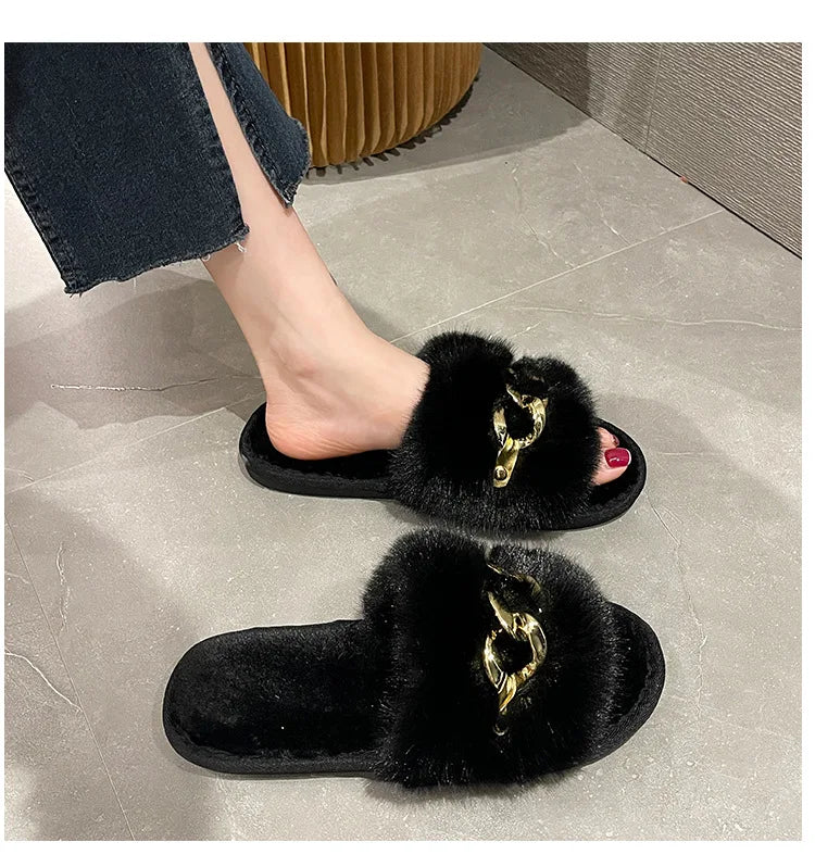Women's Cozy Fur Lined Plush Slippers | Warm Indoor House Shoes