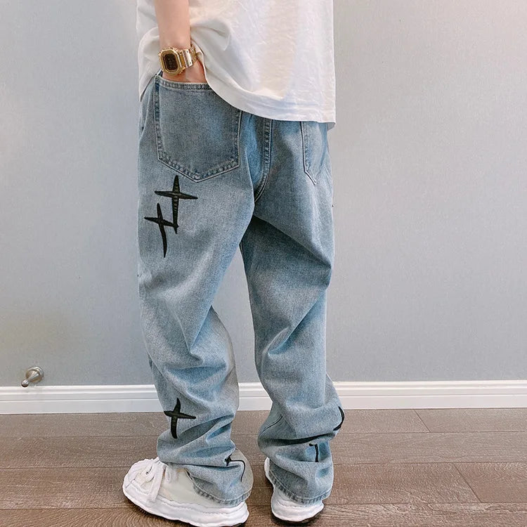 Men's Baggy Wide Leg Jeans | Casual Streetwear Denim Pants