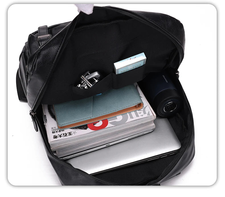Men's Casual PU Leather Laptop Backpack | Stylish Travel Bags