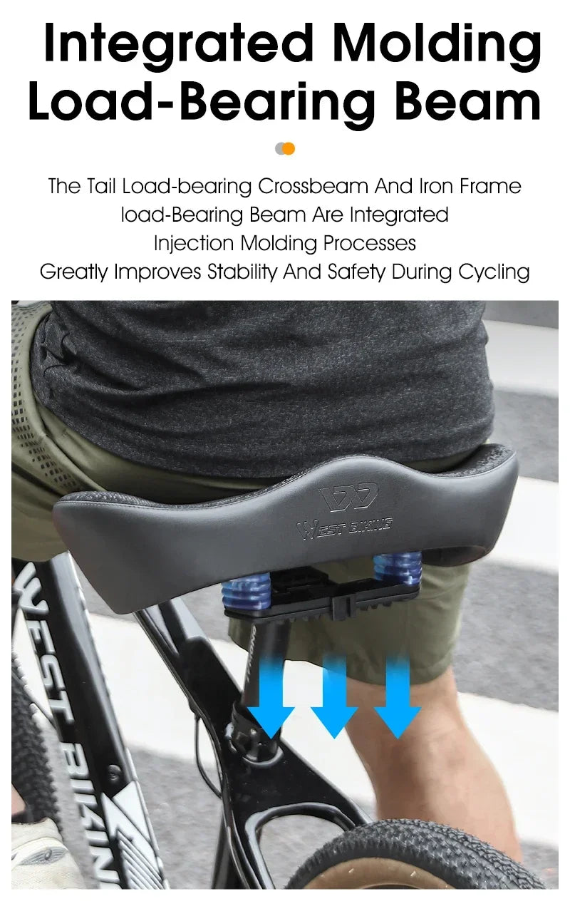 Ultra Wide Ergonomic MTB Saddle | Comfortable Shock-Absorbing Seat