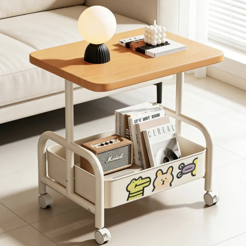 Double-Tier Mobile Rolling Laptop Desk & Storage Table