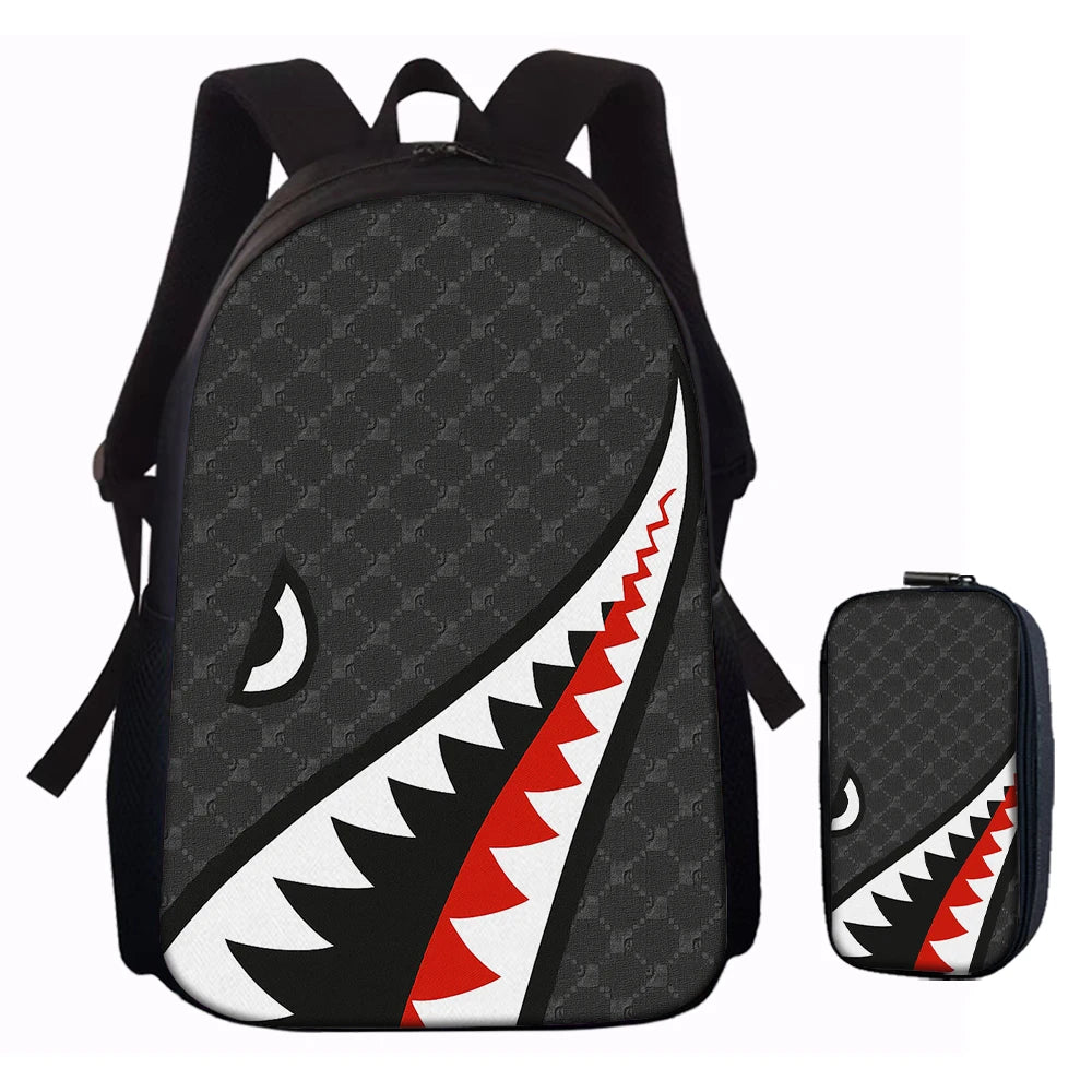 Trendy Shark Graphic Backpack Set | Ideal for School & Adventures
