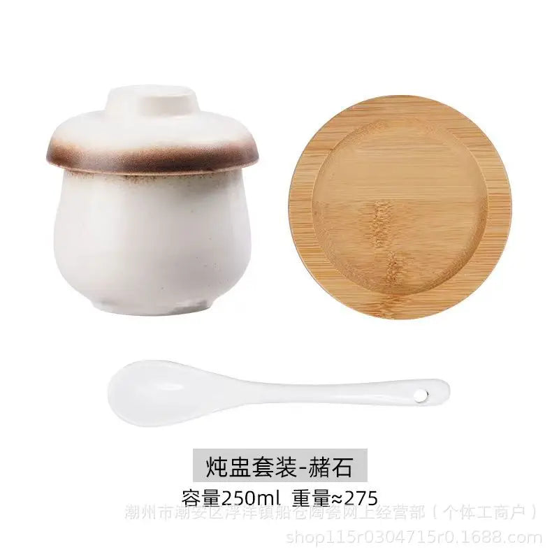 Japanese Ceramic Small Stew Pot Set | Creative Tableware for One