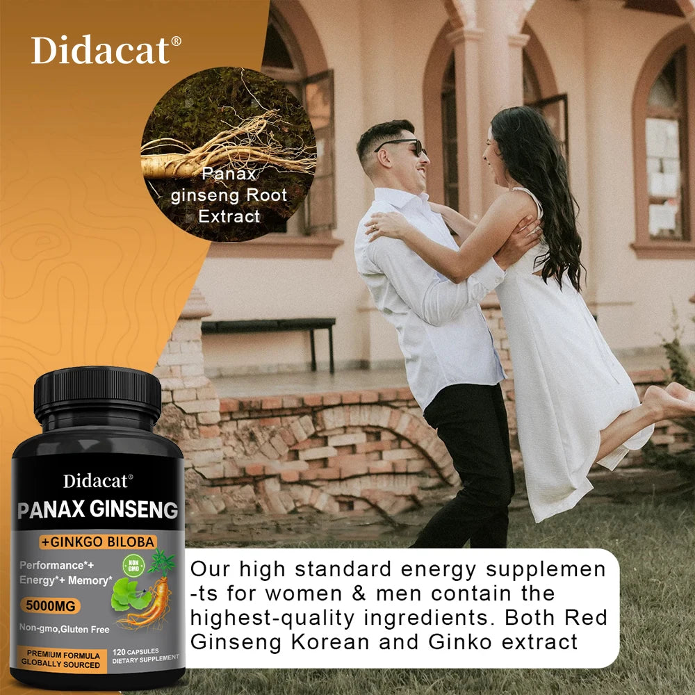 High-Potency Korean Red Ginseng & Ginkgo Biloba Capsules