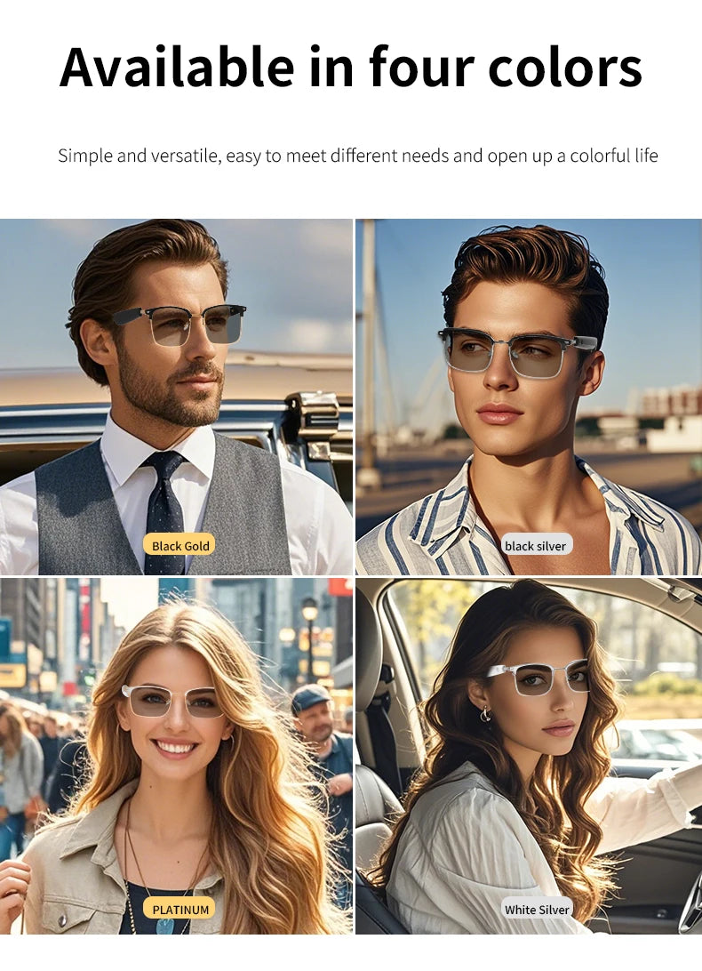 Smart Glasses with Color-Changing Lenses & Bluetooth Audio