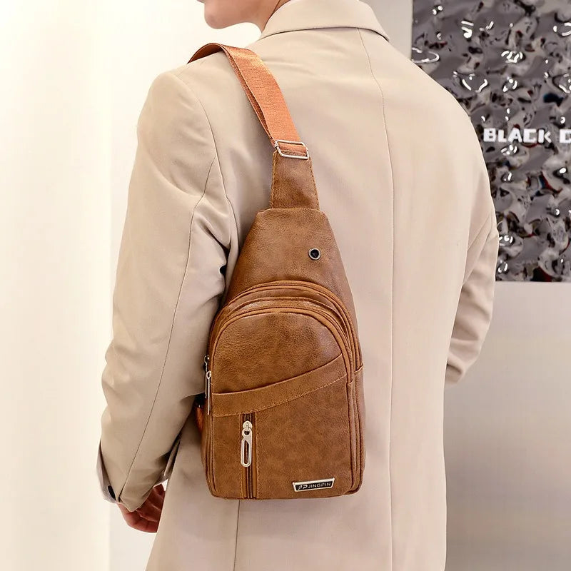 Stylish PU Leather Crossbody Bag for Men | Casual Sling Pack