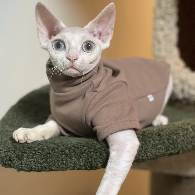 Ropa de algodón cómoda para gatos sin pelo y perros pequeños | Moda de invierno