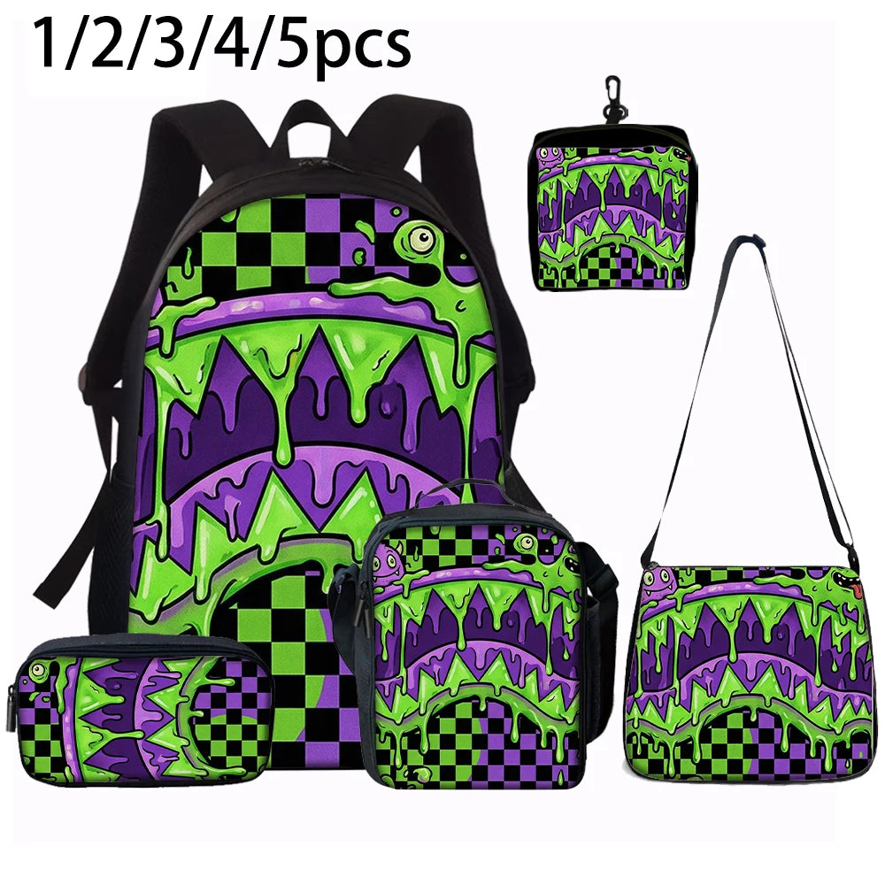 Trendy Shark Graphic Backpack Set | Ideal for School Adventures