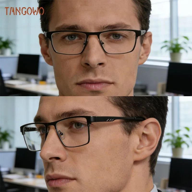 Stylish Square Metal Reading Glasses | Blue Light Blocking Eyewear