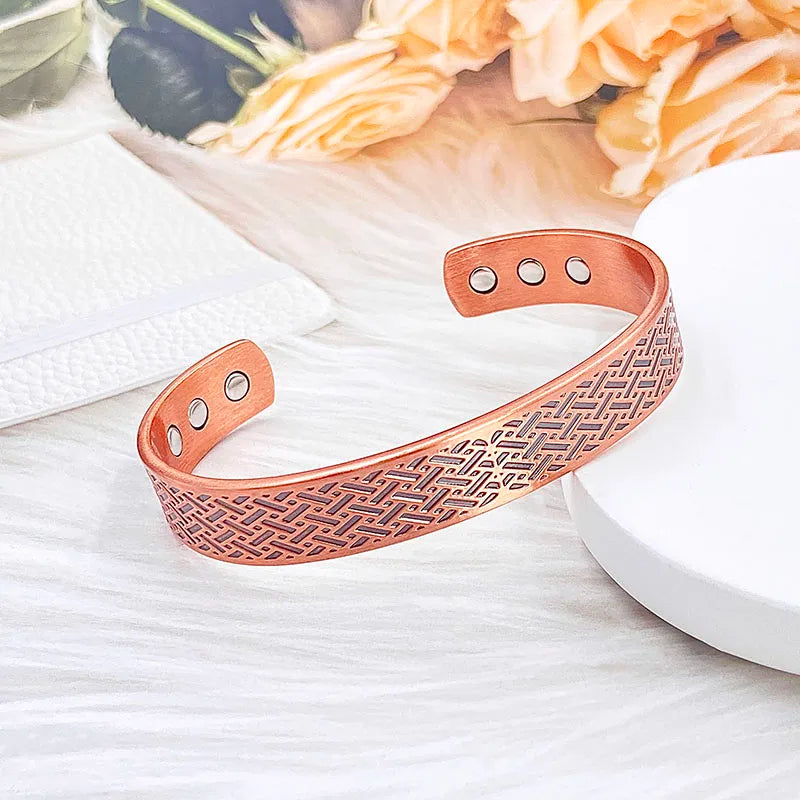 Vintage Pure Copper Magnetic Bracelet | Unisex Adjustable Cuff