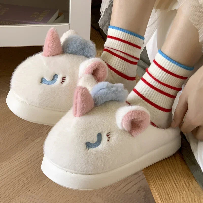 Funny Fluffy Platform Slippers | Cozy Cartoon Indoor/Outdoor Shoes