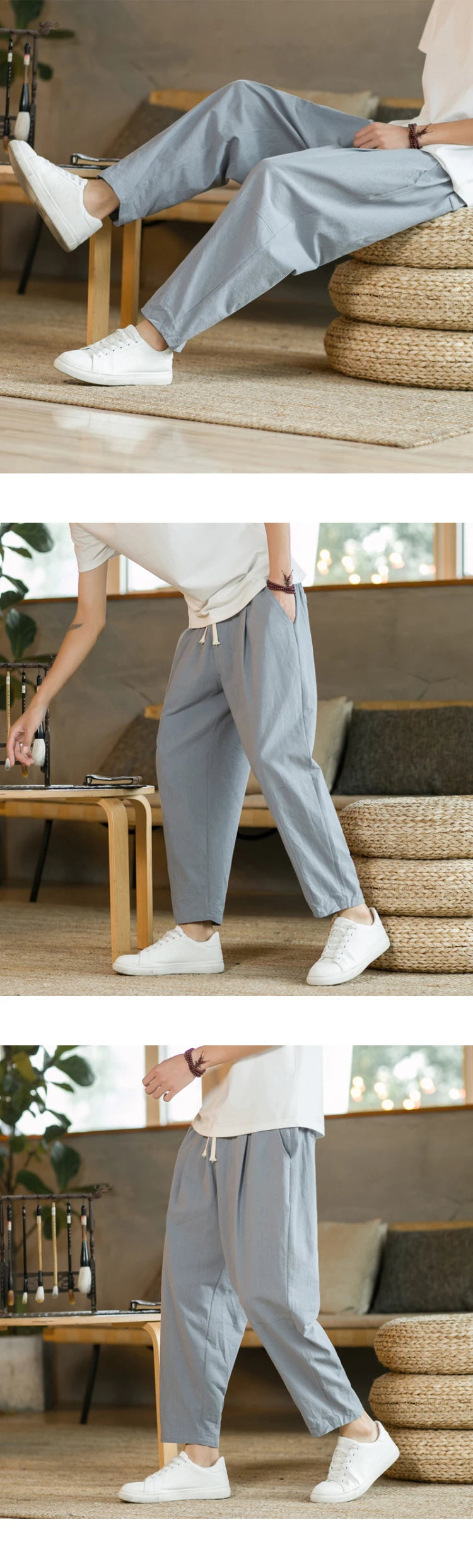 Men's Casual Cotton Linen Trousers | Breathable Stylish Pants