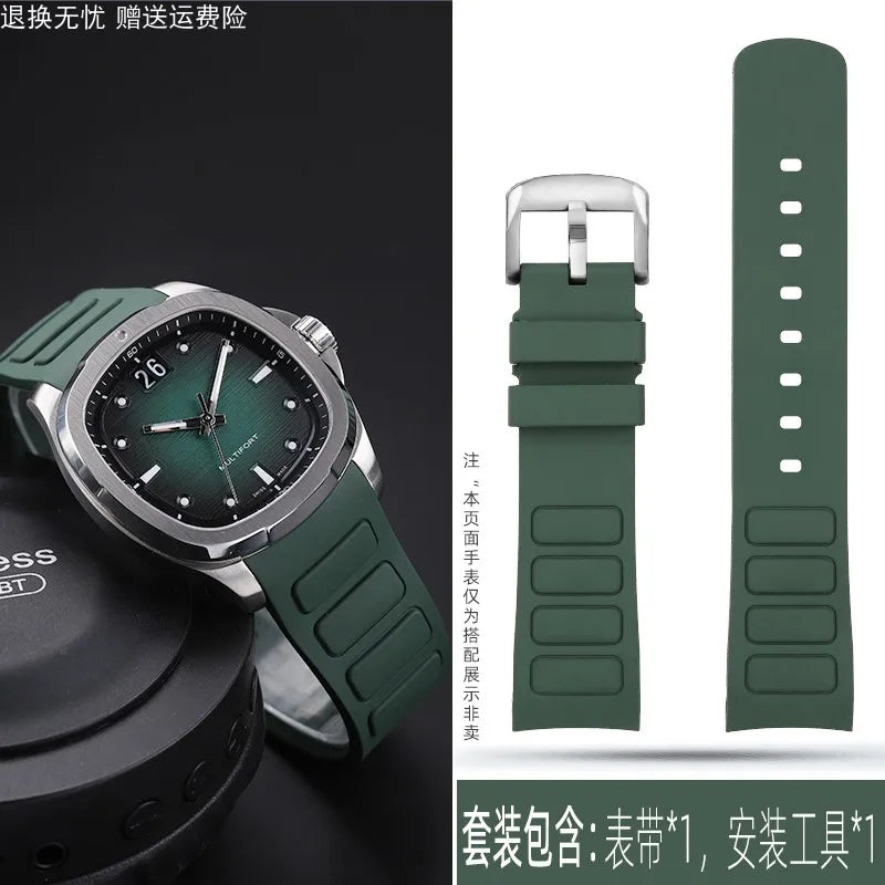 22mm Rubber Watch Strap | Stylish Black/Grey Fluoroelastomer Band