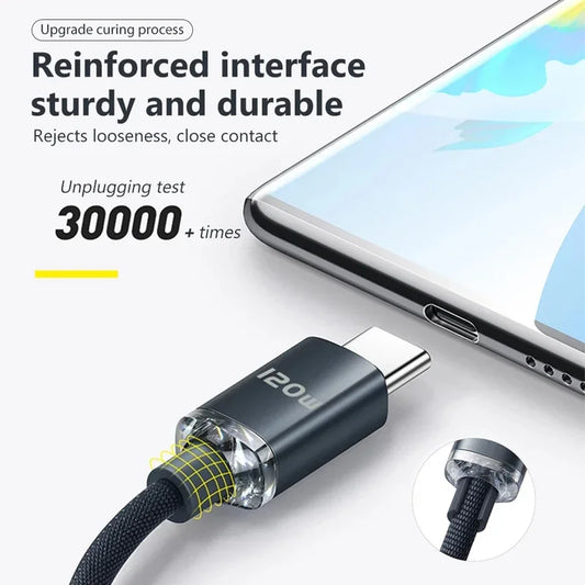 120W USB Type C Fast Charging Cable | Quick Charge Data Cord