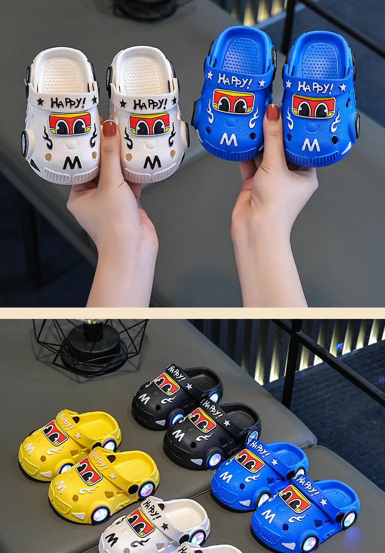 Children's Car Shaped Light Up Slippers | Fun Summer Footwear
