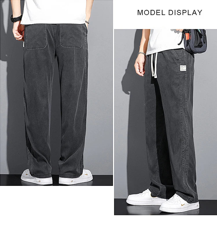 Men's Soft Lyocell Casual Jeans | Thin Loose Straight Pants