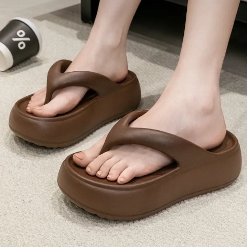 Women’s Chunky Platform Clip Toe Sandals | Summer Slip On Slippers