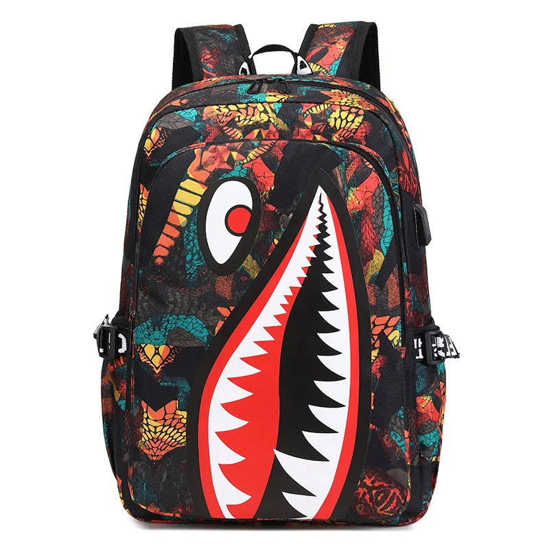 Cartoon Shark Print Backpack | Perfect for Primary School Students