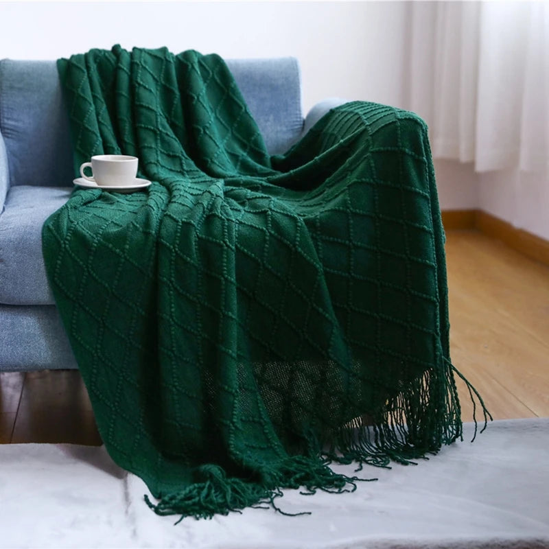 Manta Verde Extragrande y Acogedora | Cubrecama Suave de Punto