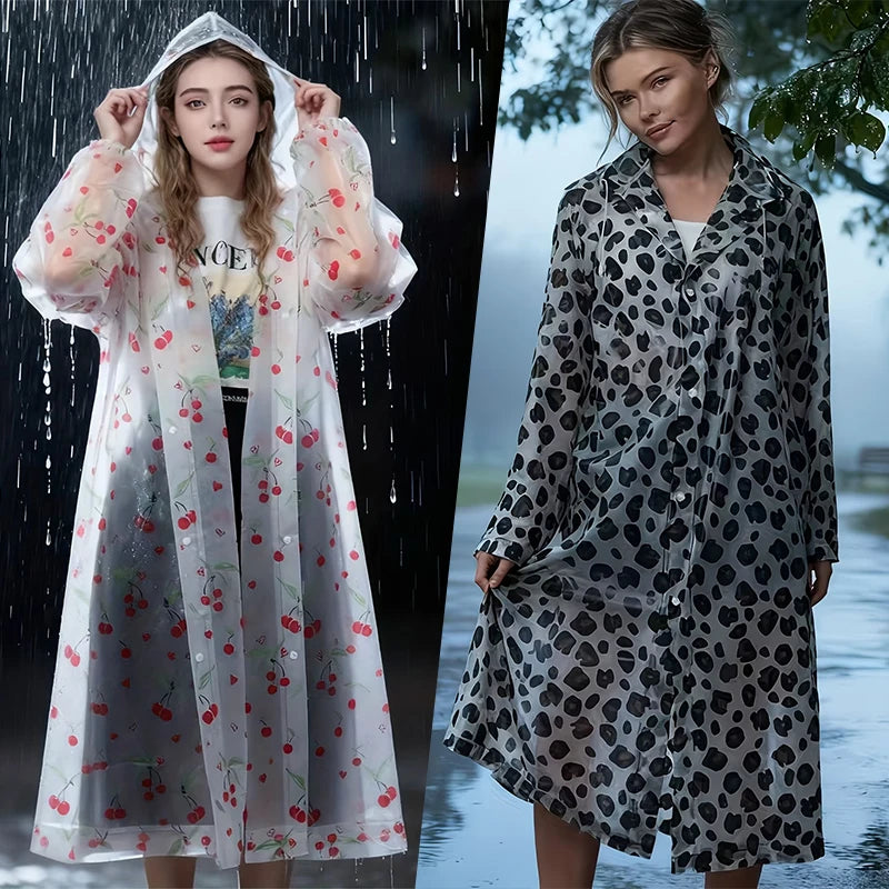Lightweight Leopard Print Rain Poncho | Packable & Windproof