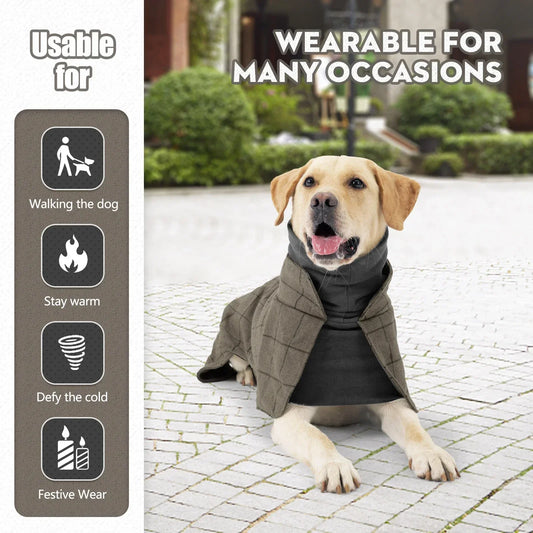 Chaqueta para perros a cuadros impermeable y cortavientos | Ropa de invierno acogedora para mascotas